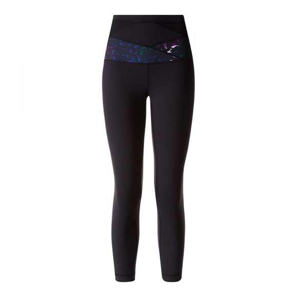LULULEMON Wunder Under Crop Hi-Rise Black Shadow Wrap Multi Tender Violet Size 4 - Picture 1 of 15